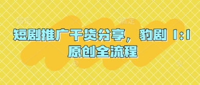 短剧推广干货分享，豹剧 1:1原创全流程-快名资源网