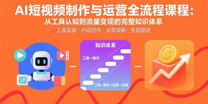AI短视频制作与运营全流程课程：从工具认知到流量变现的完整知识体系-快名资源网