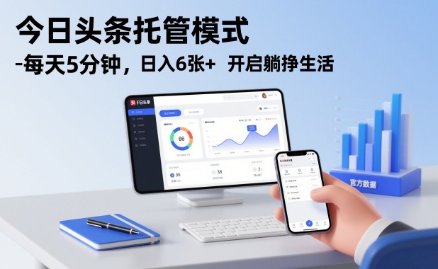 今日头条托管模式，每天5分钟，日入6张+，开启躺挣生活【揭秘】-快名资源网