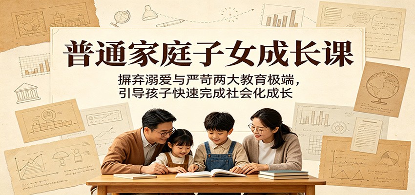 普通家庭子女成长课：摒弃溺爱与严苛两大教育极端，引导孩子快速完成社会化成长-快名资源网