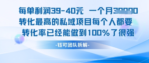 每单利润40一个月7k+转化最高的私域项目，每个人都要的产品转化率已经能做到100%-快名资源网