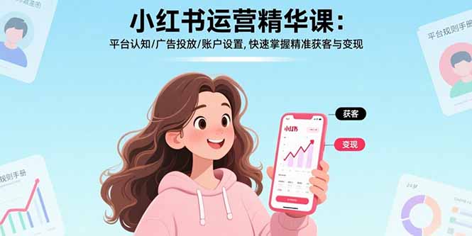 小红书运营精华课-更新：平台认知/广告投放/账户设置,快速掌握精准获客与变现-快名资源网