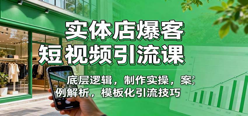 实体店爆客短视频引流课：底层逻辑，制作实操，案例解析，模板化引流技巧-快名资源网