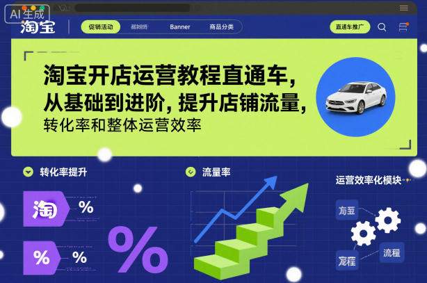 淘宝开店运营教程直通车，从基础到进阶，提升店铺流量，转化率和整体运营效率(更新26年1月)-快名资源网