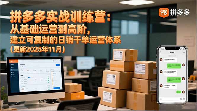 拼多多实战训练营：从基础运营到高阶，建立可复制的日销千单运营体系(更新11月-快名资源网