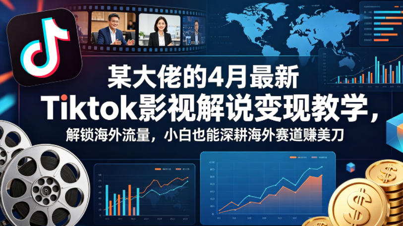 某大佬的4月最新Tiktok影视解说变现教学，解锁海外流量，小白也能深耕海外赛道賺美刀-快名资源网