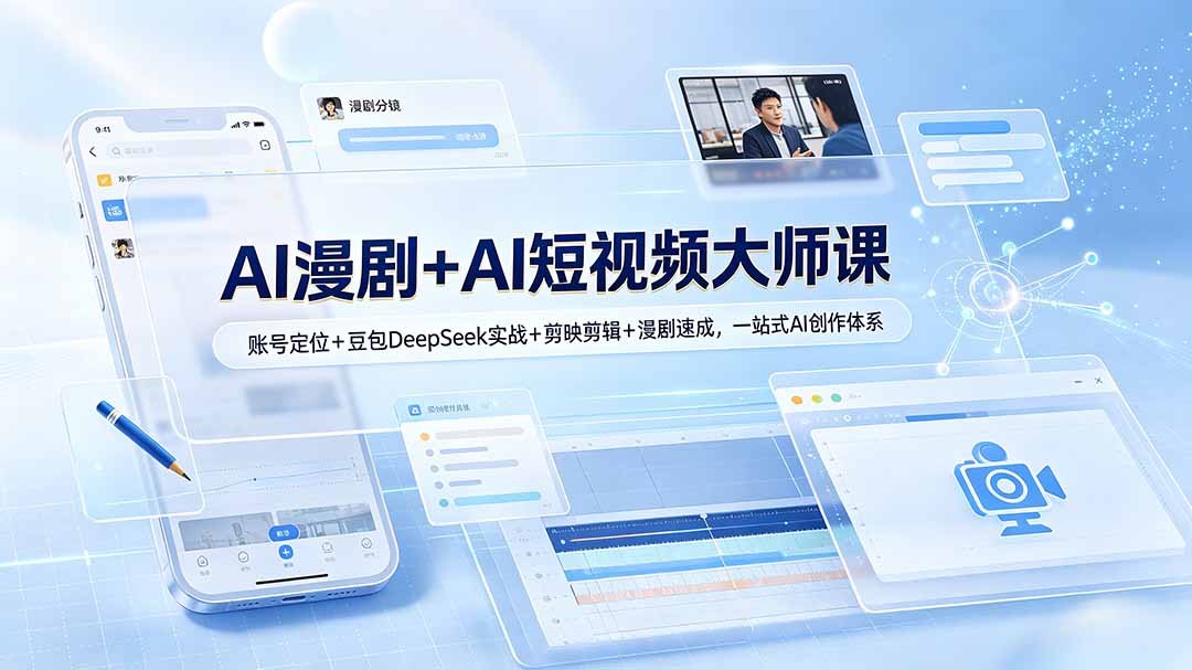AI漫剧+AI短视频大师课：账号定位+豆包DeepSeek实战+剪映剪辑+漫剧速成，一站式AI创作体系-青虫资源网