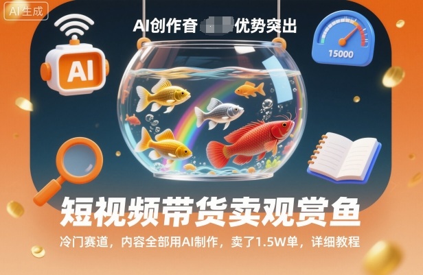 短视频带货卖观赏鱼，冷门赛道，内容全部用AI制作，卖了1.5W单，详细教程-快名资源网