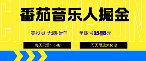 番茄音乐人掘金，单账号最高可撸1k+，可无限矩阵去做，零投入-快名资源网