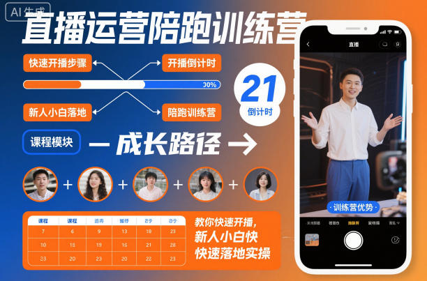 直播运营陪跑训练营，教你快速开播，新人小白快速落地实操-快名资源网