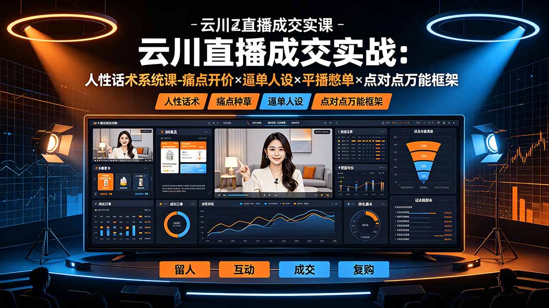 云川直播成交实战：人性话术系统课-痛点种草×塑品开价×逼单人设×平播憋单×点对点万能框架-青虫资源网