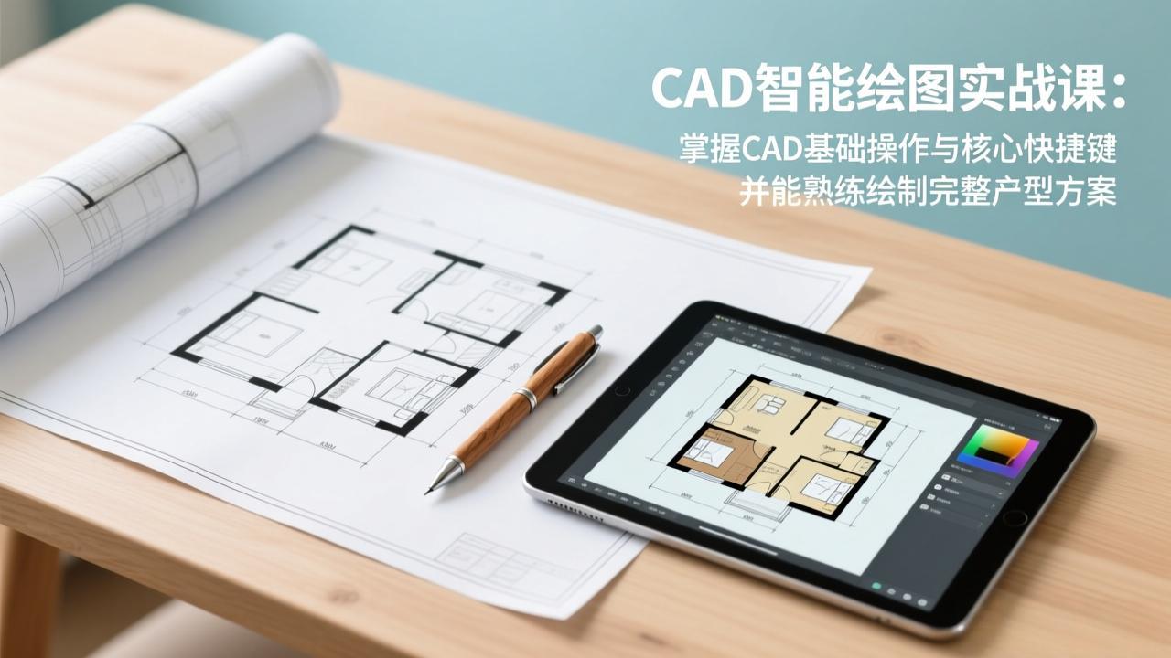 CAD智能绘图实战课：掌握CAD基础操作与核心快捷键，并能熟练绘制完整户型方案-快名资源网