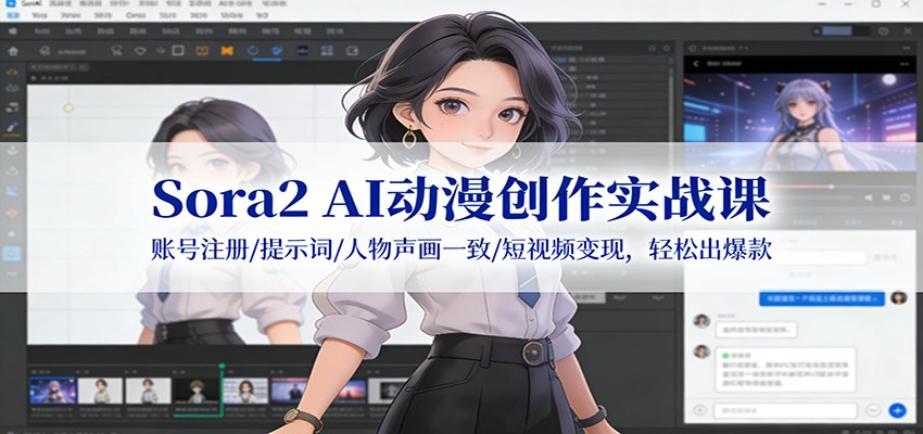 Sora2 AI动漫创作实战课：账号注册/提示词/人物声画一致/短视频变现，轻松出爆款-快名资源网