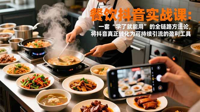 餐饮抖音实战课：一套“学了就能用”的全链路方法论，将抖音真正转化为可持续引流的盈利工具-快名资源网