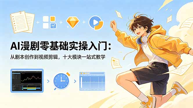 AI漫剧零基础实操入门：从剧本创作到视频剪辑，十大模块一站式教学-快名资源网