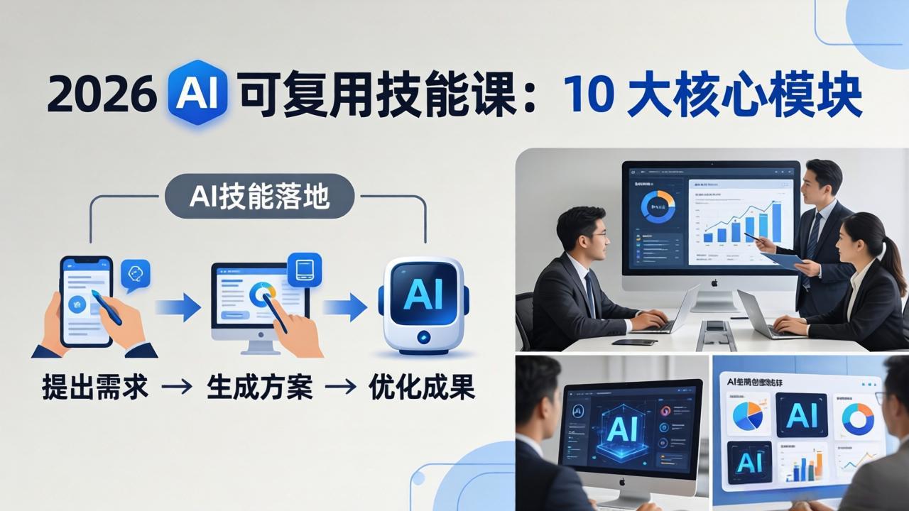 2026AI可复用技能-4月新课：10大核心模块，手把手教你把AI用进工作、产出成果-快名资源网