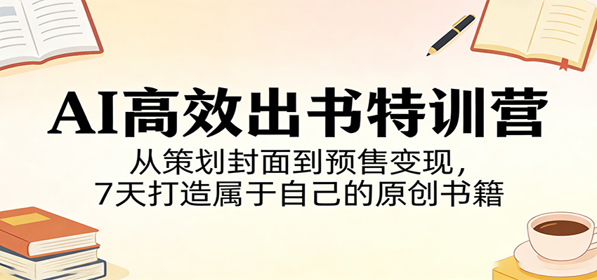 AI高效出书特训营：从策划封面到预售变现，7天打造属于自己的原创书籍-快名资源网