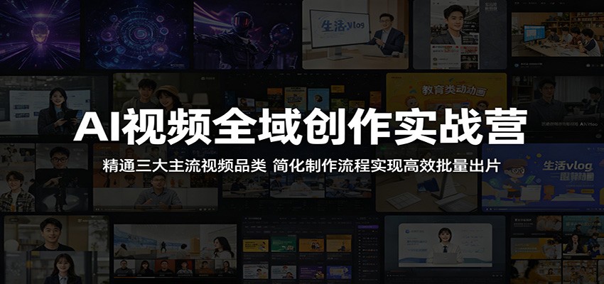 AI视频全域创作实战营：精通三大主流视频品类，简化制作流程实现高效批量出片-快名资源网