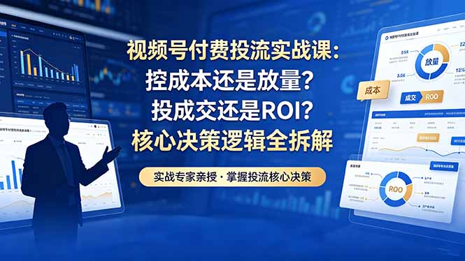 视频号付费投流实战课-5月：控成本还是放量？投成交还是ROI？核心决策逻辑全拆解-快名资源网