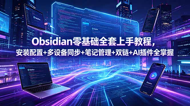 Obsidian零基础全套上手教程，安装配置+多设备同步+笔记管理+双链+AI插件全掌握-快名资源网