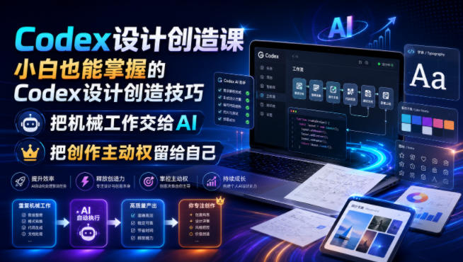 Codex设计创造课，小白也能掌握的Codex设计创造技巧，把机械工作交给AI，把创作主动权留给自己-青虫资源网
