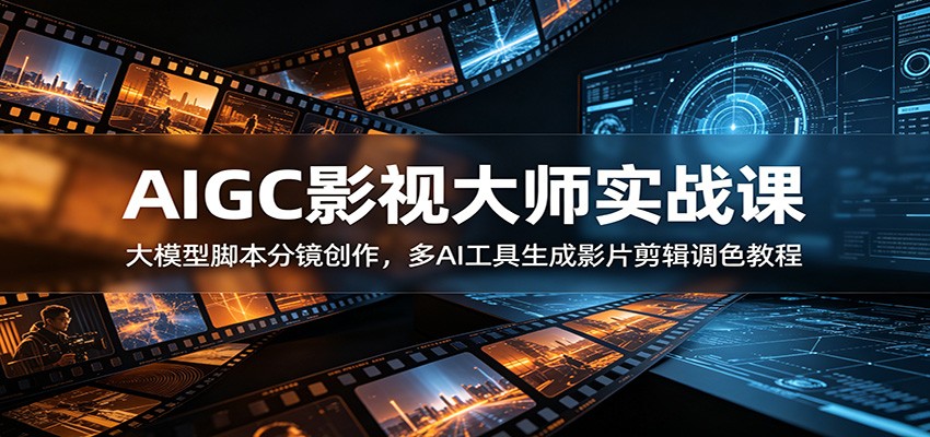 AIGC影视大师实战课：大模型脚本分镜创作，多AI工具生成影片剪辑调色教程-青虫资源网