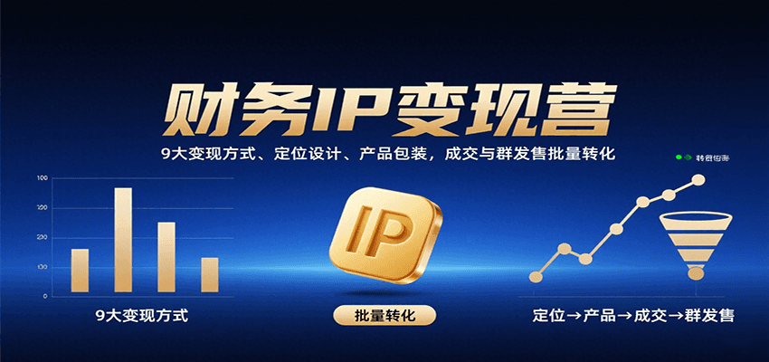 财务IP变现营：9大变现方式、定位设计、产品包装，成交与群发售批量转化-快名资源网