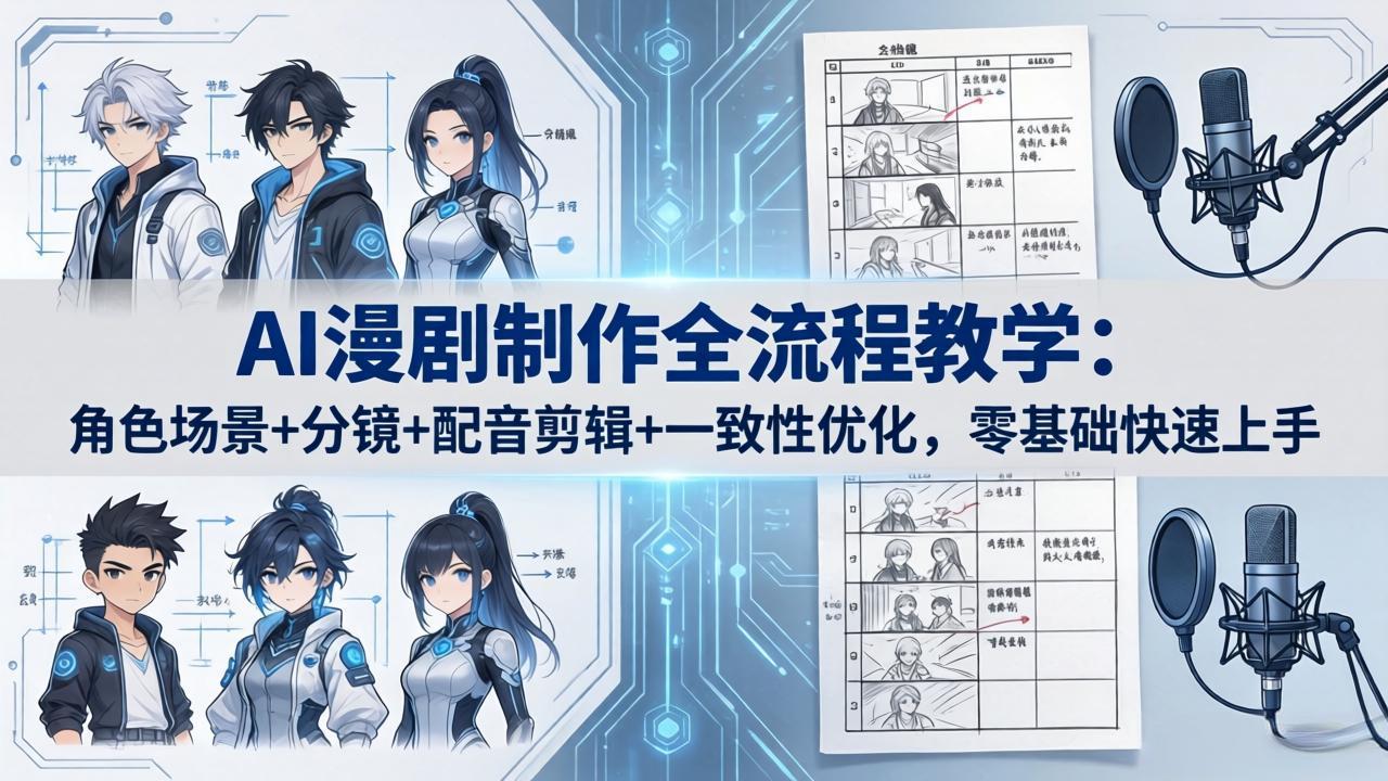 AI漫剧制作全流程教学：角色场景+分镜+配音剪辑+一致性优化，零基础快速上手-快名资源网