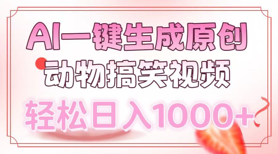 AI一键生成原创动物搞笑视频，轻松日入1000+-快名资源网