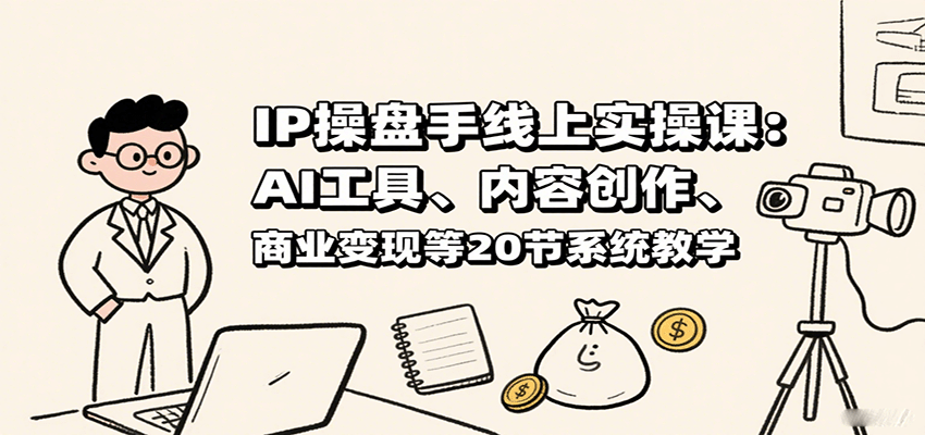 IP操盘手线上实操课：AI工具、内容创作、商业变现等20节系统教学-快名资源网