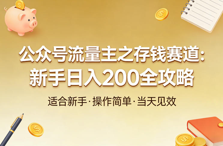 公众号流量主之存钱赛道，贴合当下需求，适合新手，一天收益2张-快名资源网