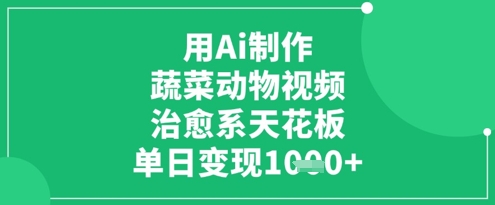 用Ai制作蔬菜动物视频，治愈系天花板，单日变现1k-快名资源网
