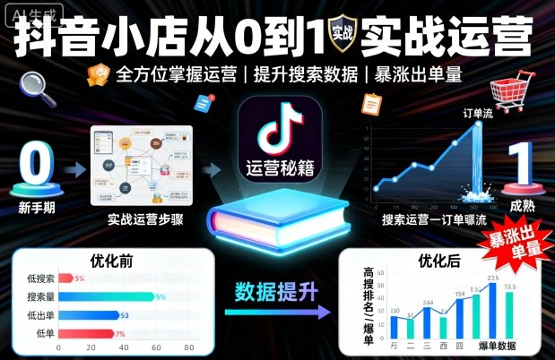 抖音小店从0到1实战运营，帮你全方位掌握小店运营，提升搜索数据与出单量-青虫资源网