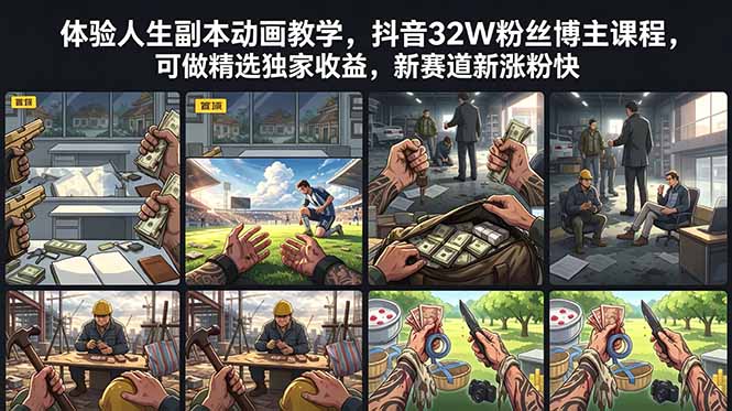 体验人生副本动画教学， 抖音32W粉丝博主课程，可做精选独家收益，新赛道新涨粉快-快名资源网