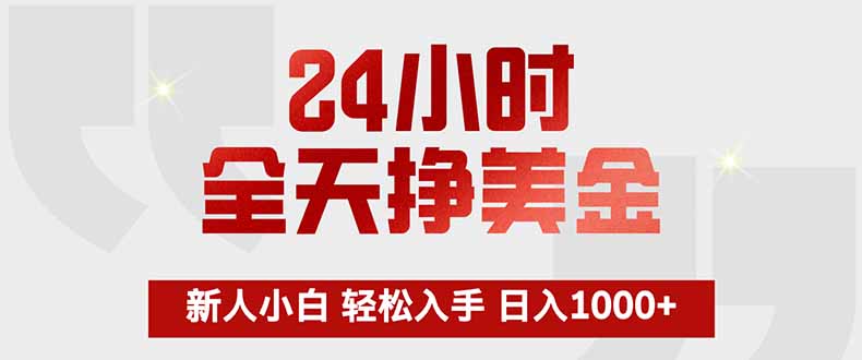 24小时全天挣美金，新人小白轻松入手，长期稳定，日入1000+-快名资源网