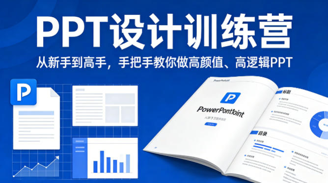 PPT设计训练营，从新手到高手，手把手教你做高颜值、高逻辑PPT-快名资源网