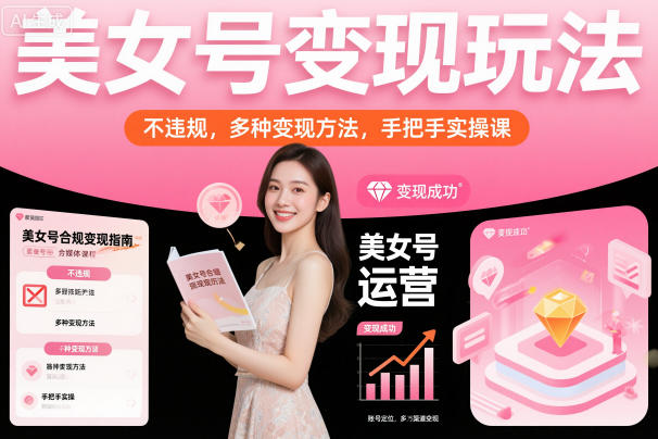 美女号变现玩法，不违规，多种变现方法，手把手实操课-快名资源网
