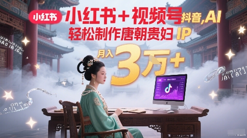 小红书+视频号+抖音，AI轻松制作唐朝贵妇IP，每天30分钟，轻松产出N条，月入3W+-快名资源网