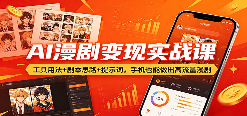 AI漫剧变现实战课：工具用法+剧本思路+提示词，手机也能做出高流量漫剧-快名资源网