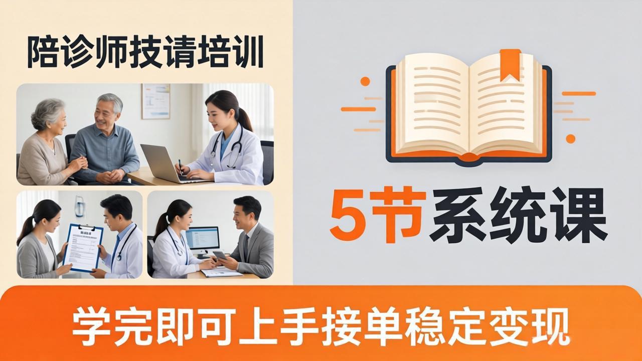 想做陪诊师不知从何下手？5节系统课教你掌握核心技能，学完即可上手接单稳定变现-快名资源网