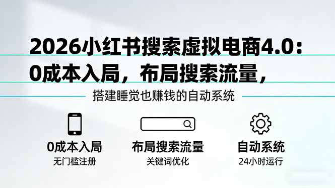2026小红书搜索虚拟电商4.0：0成本入局，布局搜索流量，搭建睡觉也赚钱的自动系统-快名资源网