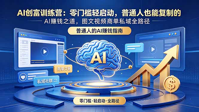 AI创富训练营：零门槛轻启动，普通人也能复制的AI赚钱之道，图文视频商单私域全路径-快名资源网