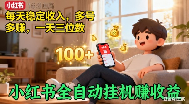 小红书自动挂G賺收益，每天稳定收入，多号多賺，一天三位数【揭秘】-快名资源网