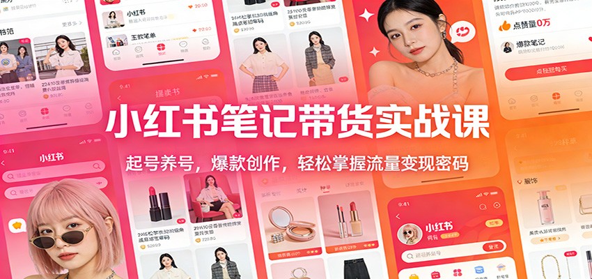 小红书笔记带货实战课：起号养号，爆款创作，轻松掌握流量变现密码-快名资源网