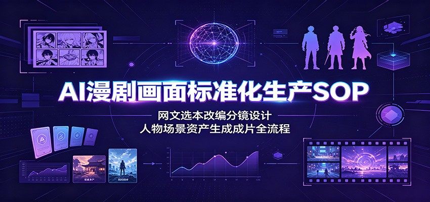 AI漫剧画面标准化生产SOP：网文选本改编分镜设计，人物场景资产生成成片全流程-青虫资源网