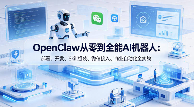 OpenClaw从零到全能AI机器人：部署、开发、Skill组装、微信接入、商业自动化全实战-快名资源网