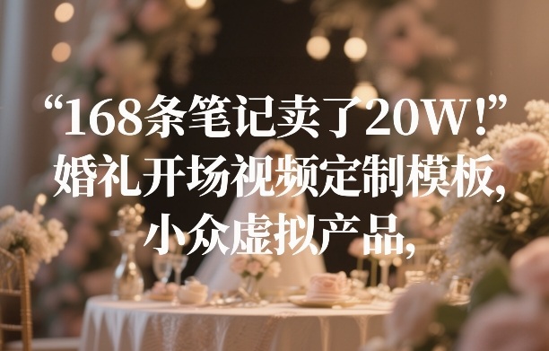 168条笔记卖了20W！婚礼开场视频定制模板，小众虚拟产品-快名资源网