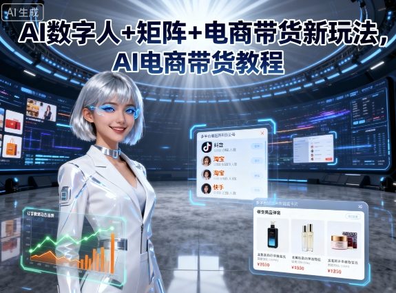 AI数字人+矩阵+电商带货新玩法，AI电商带货教程-快名资源网