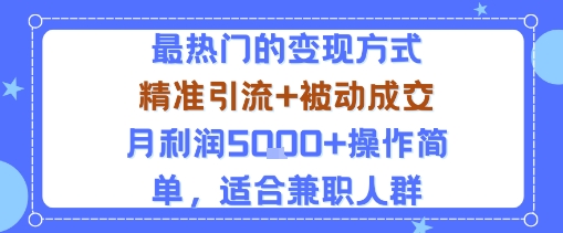小众赛道玩法：当下最热门的变现方式，精准引流+被动成交月利润5k+操作简单，适合兼职人群-快名资源网
