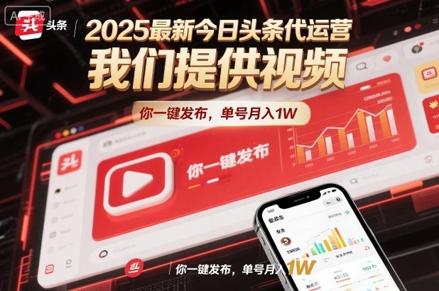 2025最新今日头条代运营，我们提供视频，你一键发布，单号月入1W【揭秘】-快名资源网